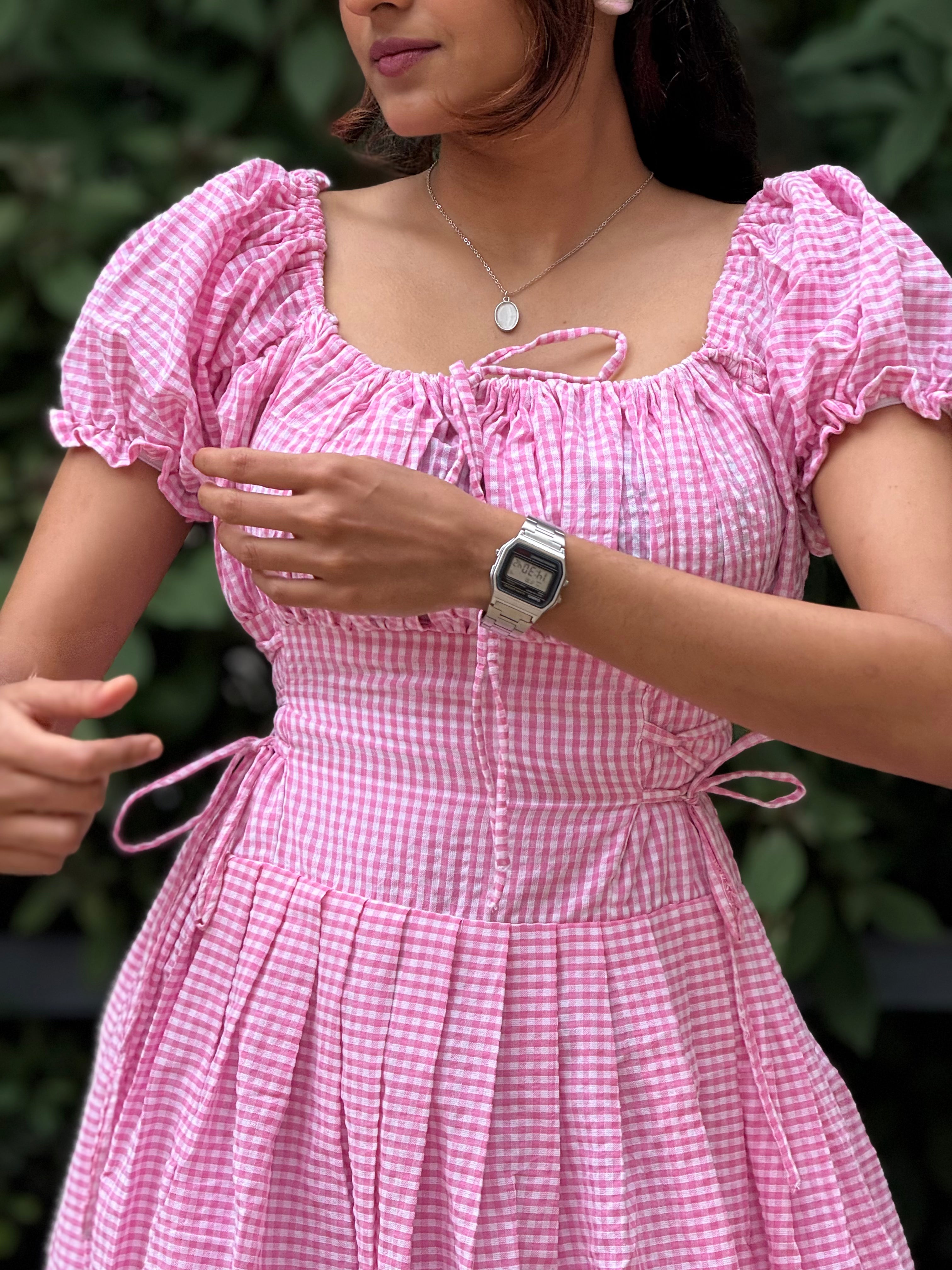 Alba Gingham Gown(PINK VERSION)