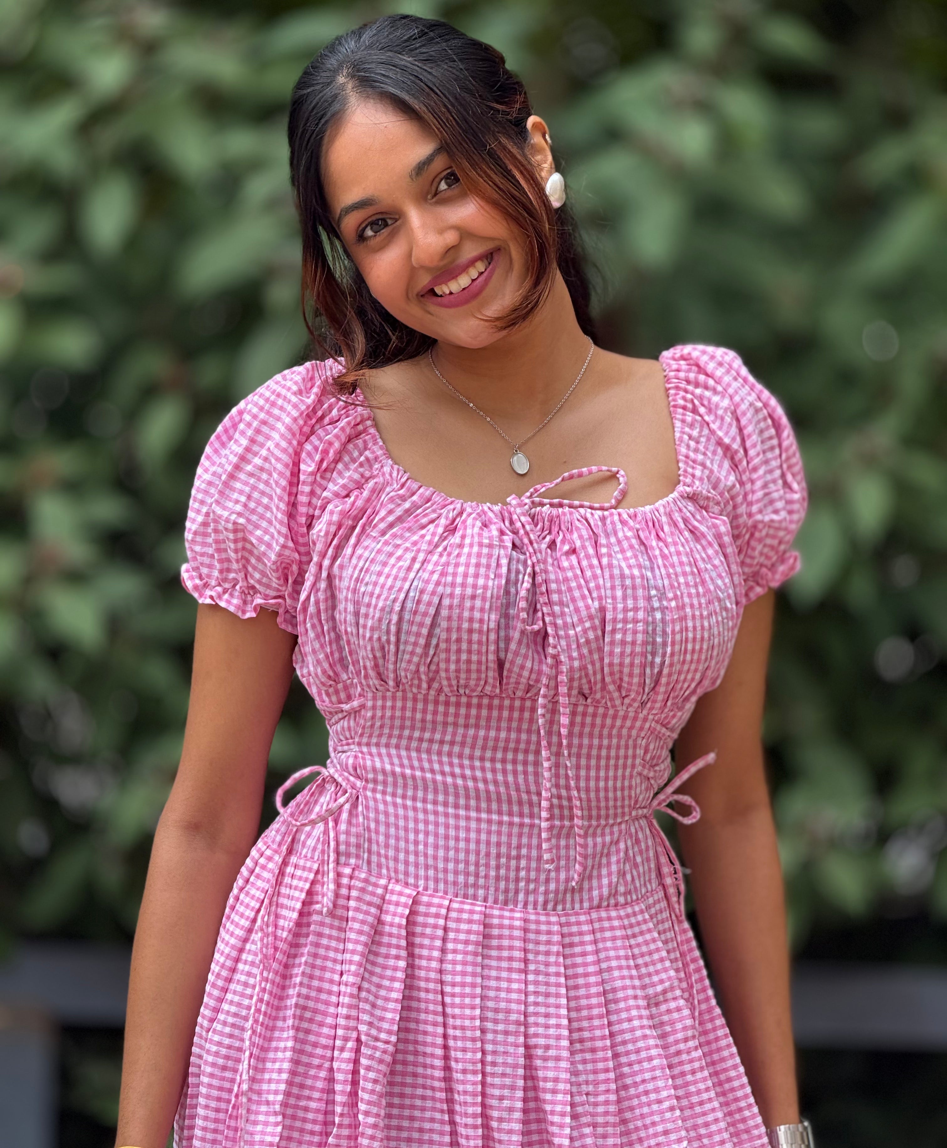 Alba Gingham Gown(PINK VERSION)