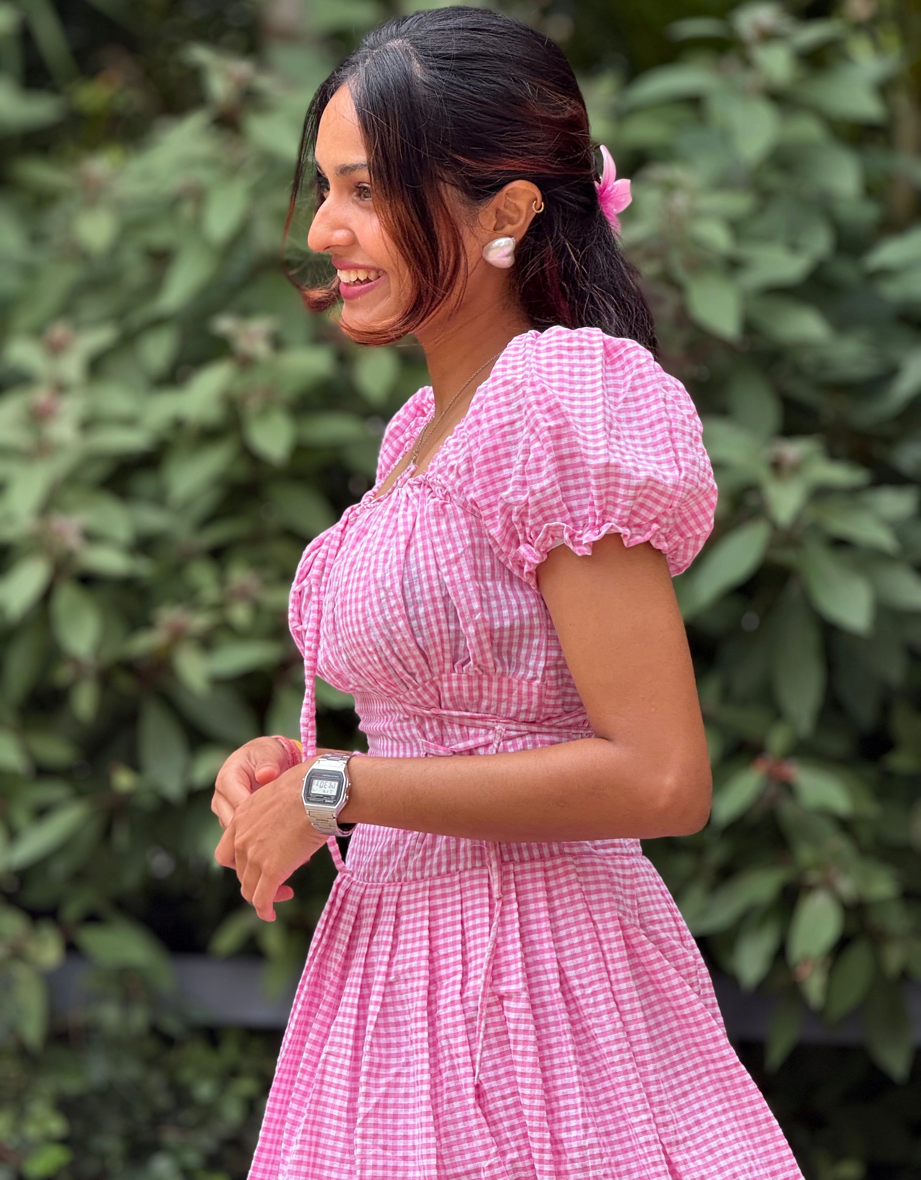 Alba Gingham Gown(PINK VERSION)