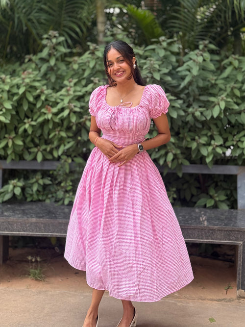 Alba Gingham Gown(PINK VERSION)
